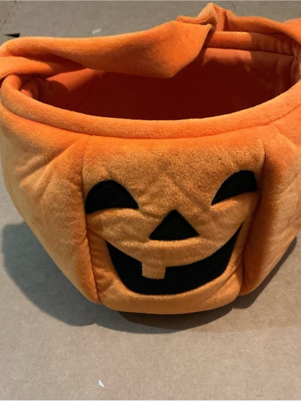 Orange Plush Jack-O'-Lantern Kids Halloween bucket